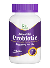 NBL Natural Probiotic Supplement for Digestive Health with 100 Million Organisms and 120 Tablets for probiotics for gut health